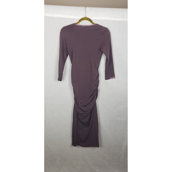 Michael Stars Dress Small Bodycon Brown Ruched Copper Metallic Trim USA Sexy - Picture 2 of 11